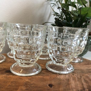 Six Fostoria Style American Cube Pattern Goblets, Costal grandmother