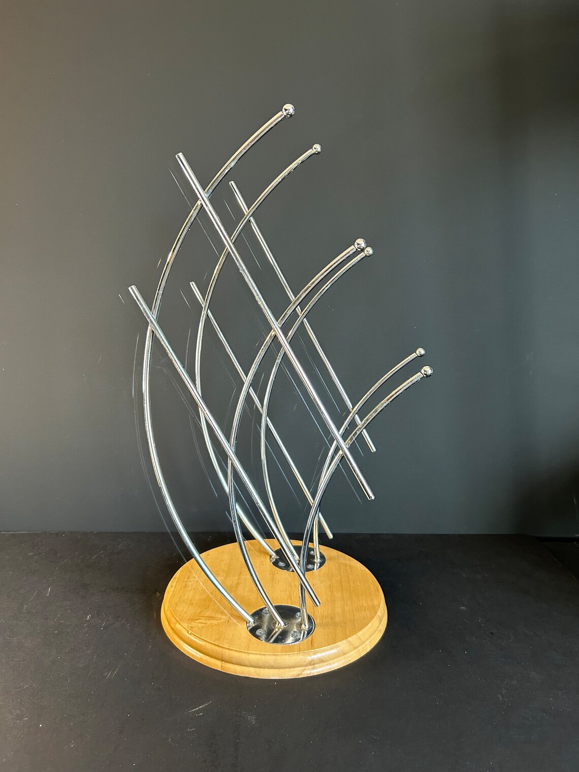 Abstract Wood and Metal Wine Rack - Holds 4 Bottles | Unique Vintage ...