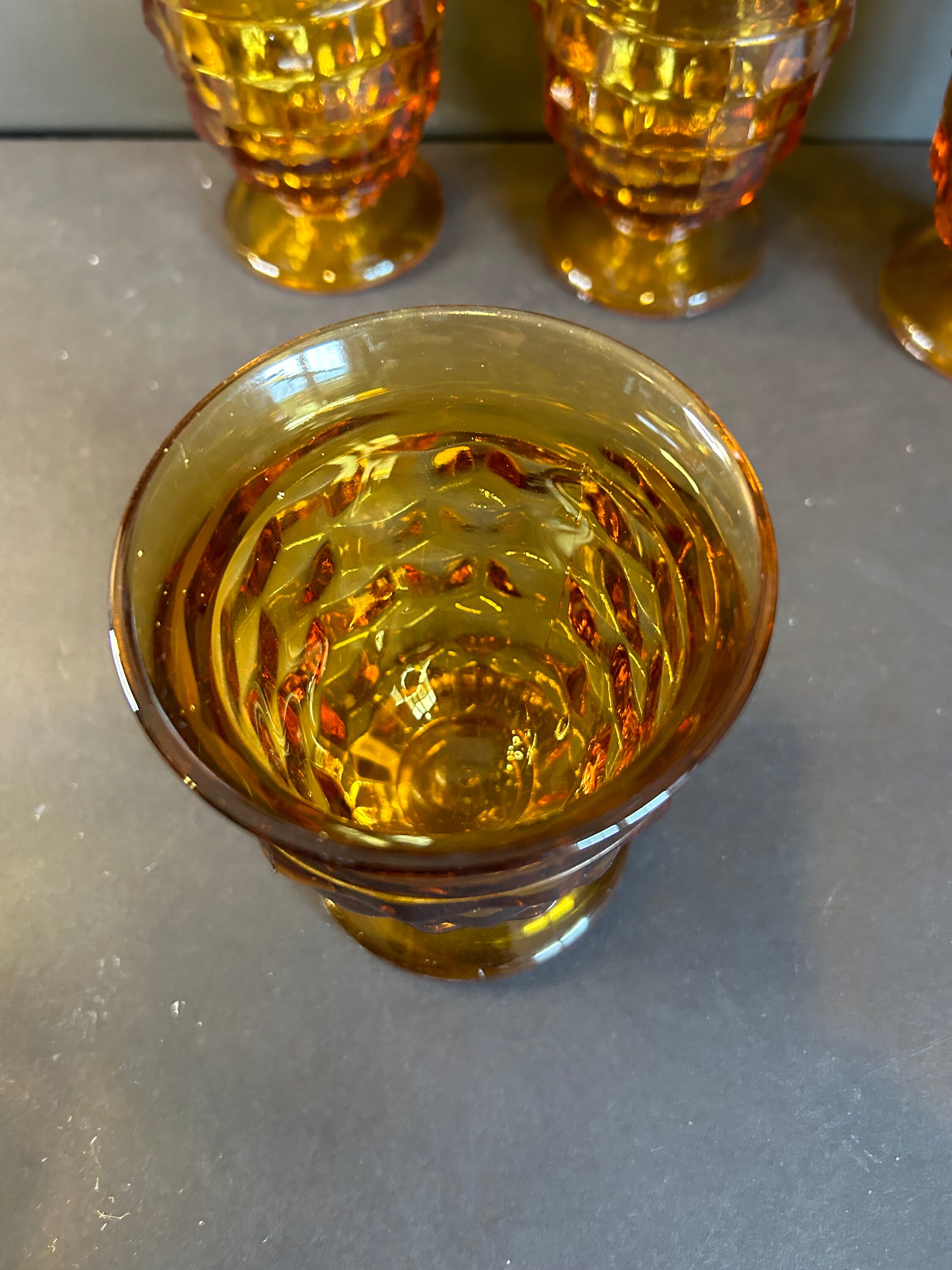 ヴィンテージ インディアナ アンバー ホワイトホール キュービズム