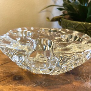 Vintage Heavy Glass 4-Hole Votive Candle Holder – Mid-Century Modern Textured Centerpiece, Elegant Home & Table Decor