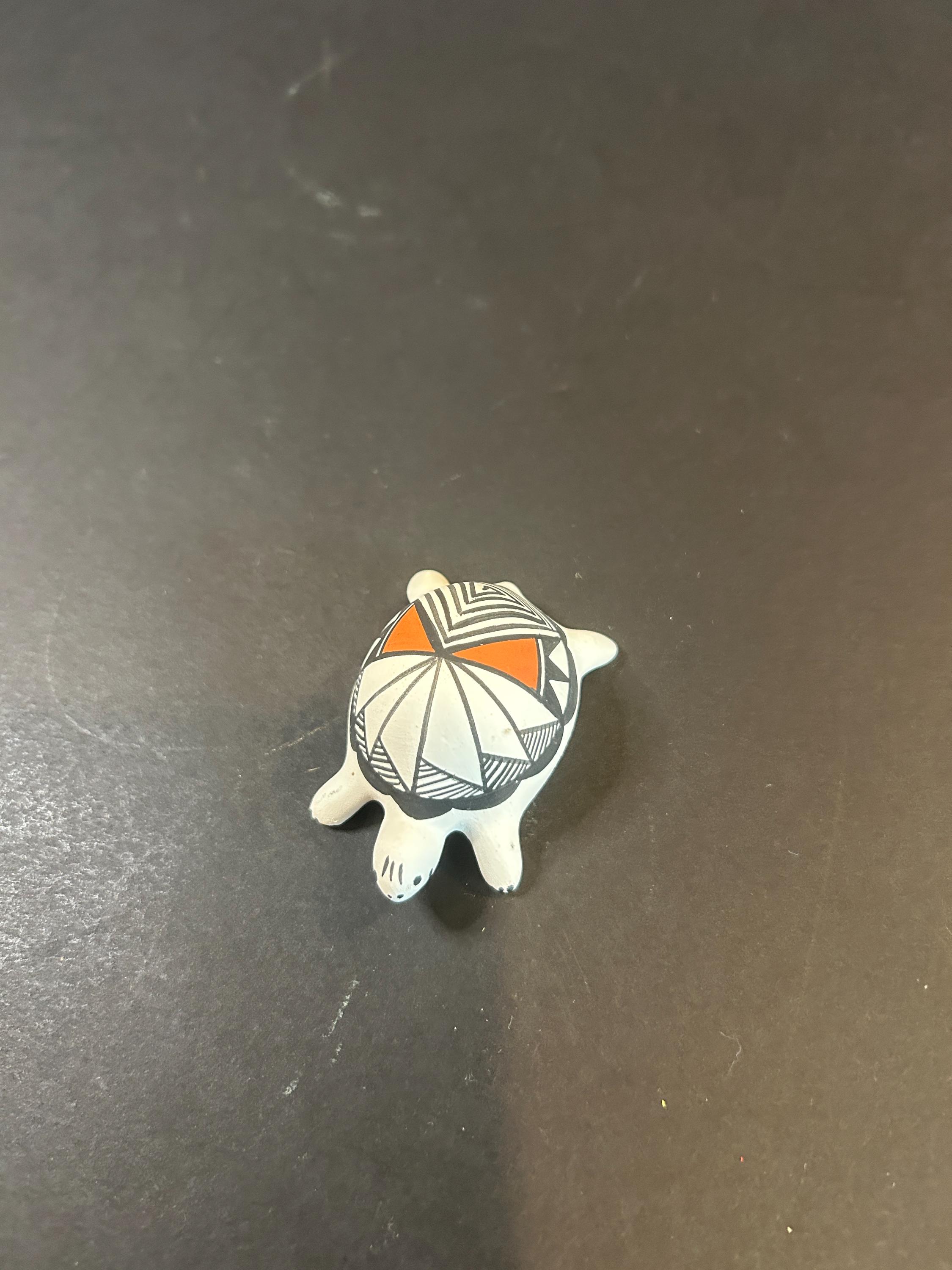 Signed Acoma Turtle Pottery Miniature – Hand Painted Native