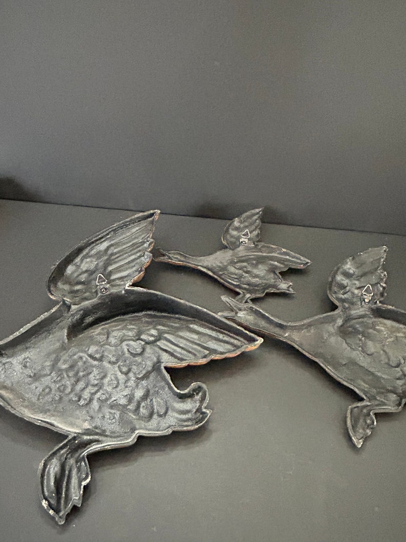 Beautiful Vintage Cast Metal Flying Geese Wall Decor Mid Century image 2