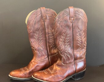 Vintage Acme Cowboy Boots: Brown Leather Western Rodeo Boots  display picture 1