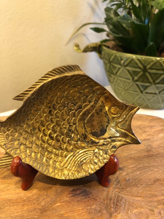 Solid Brass Fish Trinket Dish Vintage, Eclectic D… - image 5