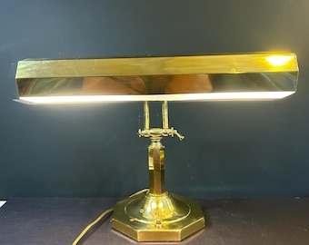 Vintage Messing Bankiers Lampe - Verstellbare Mid-Century Schreibtischlampe - Klavierlampe