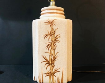 Authentic Vintage Painted Bamboo Lamp, Vintage Wescal lamp, 1970s Bamboo Lamp, Faux Bamboo, Desk lamp