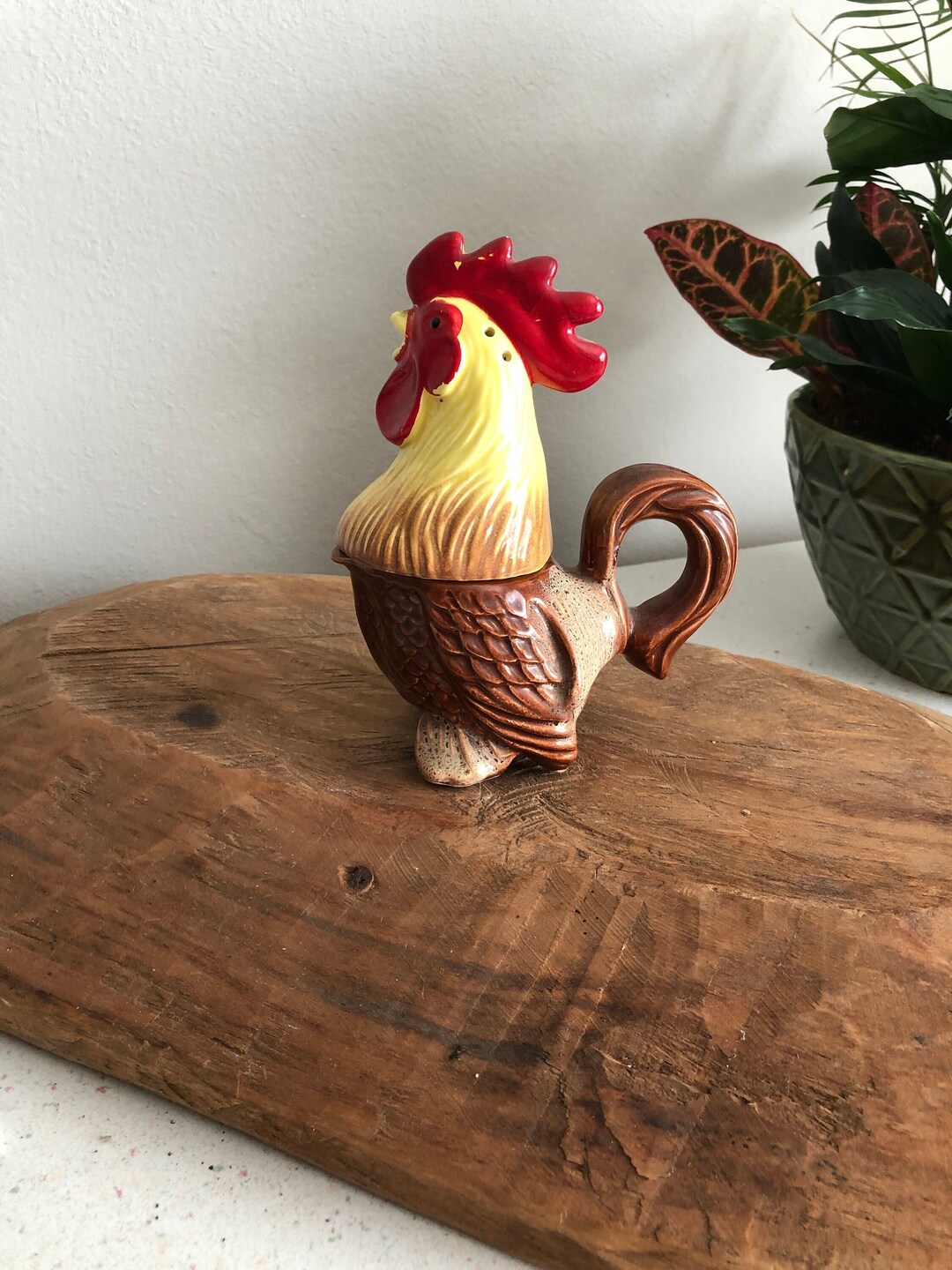 Vintage Rooster Sugar and Creamer in One, Cottage Core, Kitchen Kitsch