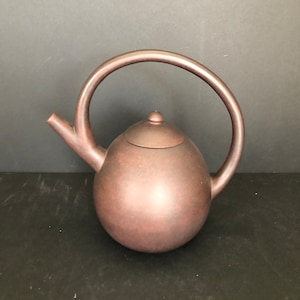 Handmade Chinese Yixing Zisha Purple Clay Teapot | 7.5&quot; Tall x 8&quot; Wide | Gongfu Style Tea Pot | Minimalist Collectible Ceramics