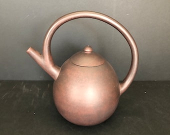 Handmade Chinese Yixing Zisha Purple Clay Teapot | 7.5" Tall x 8" Wide | Gongfu Style Tea Pot | Minimalist Collectible Ceramics