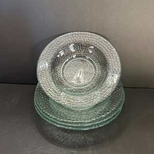 4 Gorgeous Vintage Pebble Glass Plates 1970s Set of 4 Heavy and Well Made