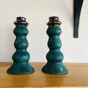 Vintage Handmade Clay Studio Pottery Candlestick Holders, Unique shape pottery, Post Modern Vintage