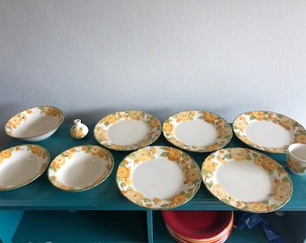 Vintage Poppy Trail by Metlox – 10-Piece Dish Set, 1960s California Pottery, Floral Dinnerware, Cottagecore Kitchen, Rustic Charm