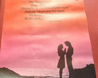 Vintage Hallmark First Time Ever I Saw Your Face Romantic Quote Poster 20x28 Ewan MacColl