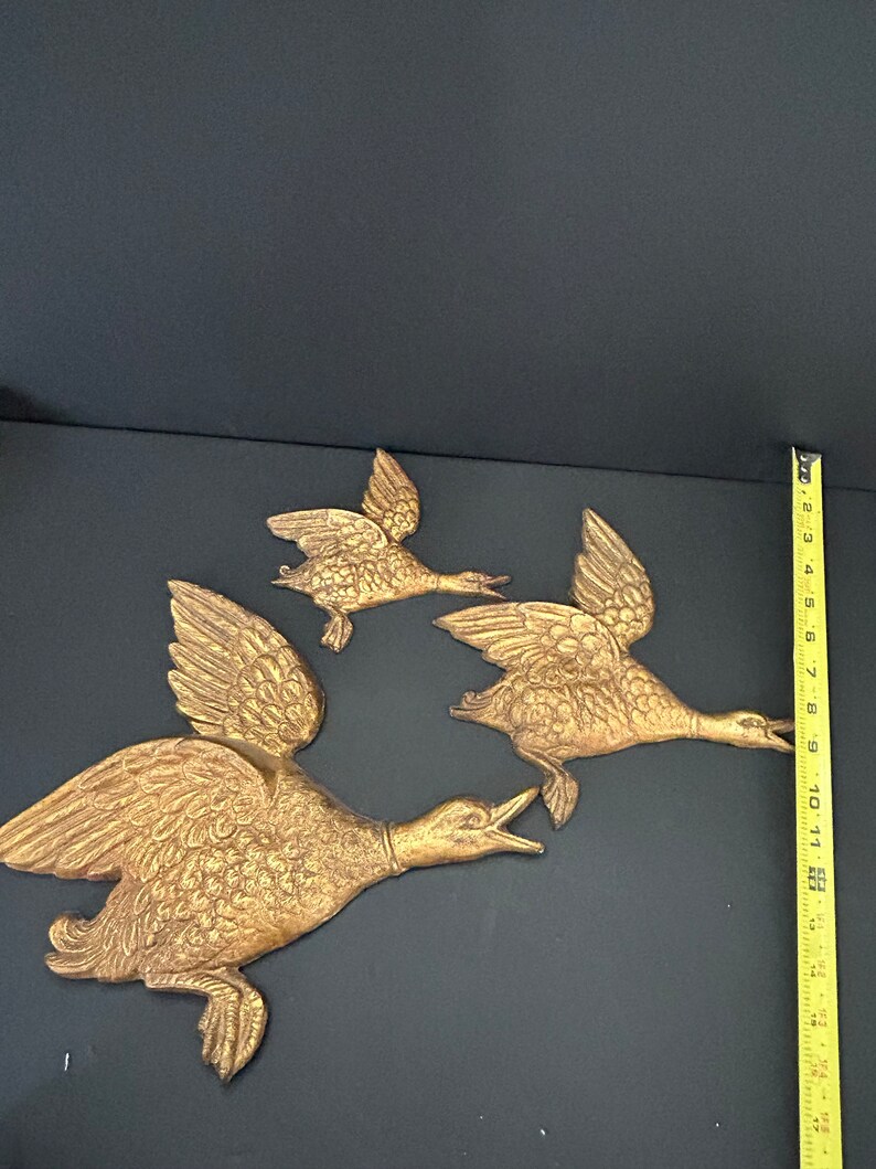 Beautiful Vintage Cast Metal Flying Geese Wall Decor Mid Century image 4