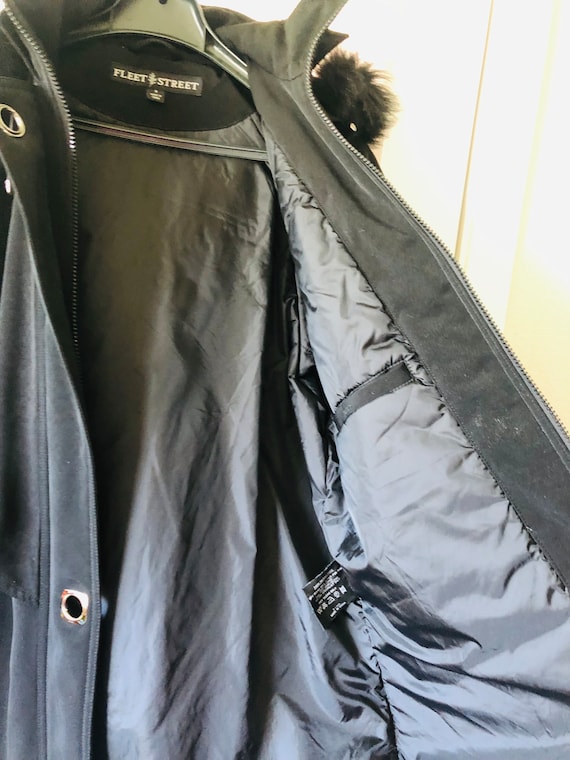 Vintage Fleet Street Black Coat Size Small Fox Fur Removable Hood Great Shape Etsy