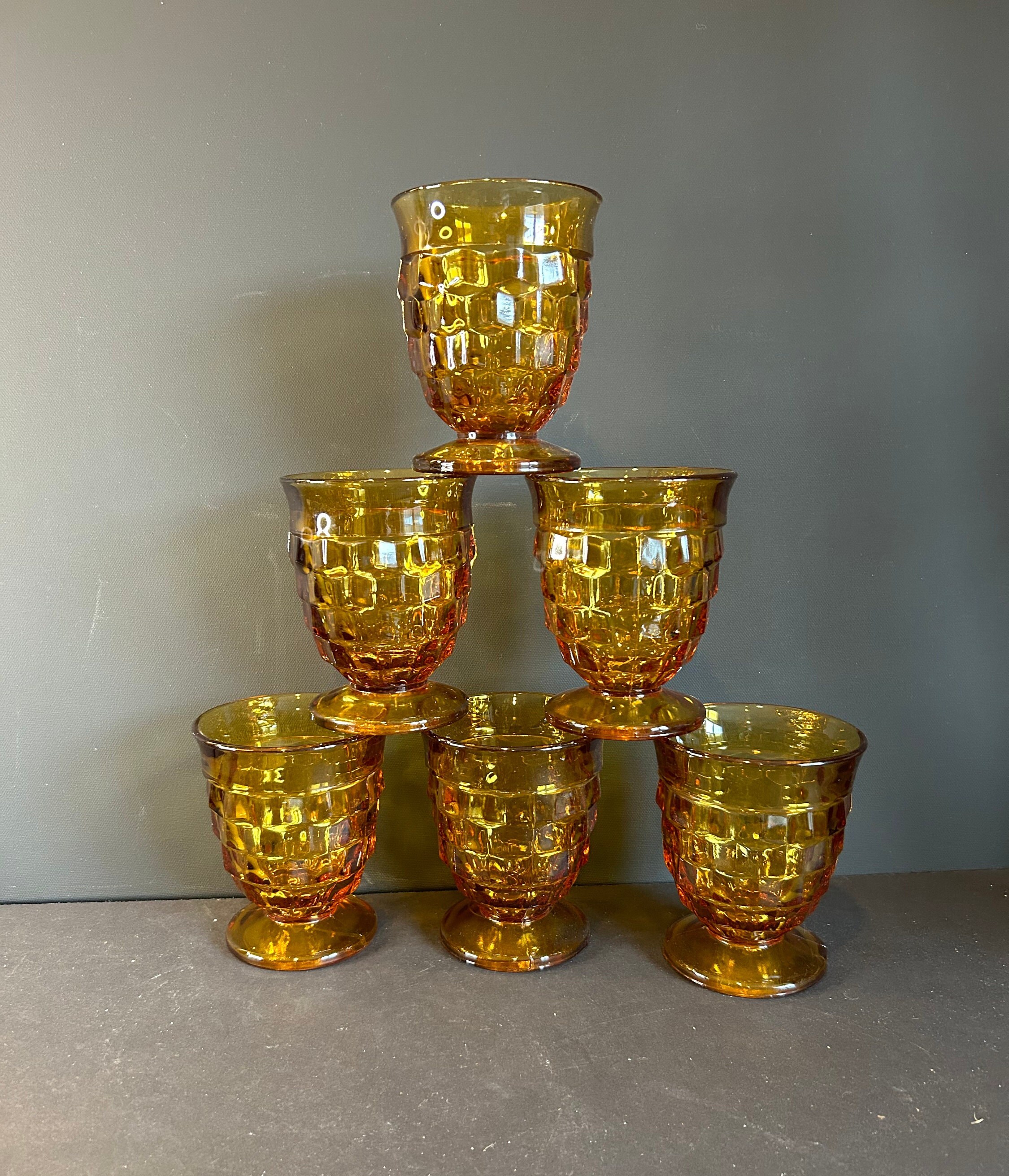 ヴィンテージ インディアナ アンバー ホワイトホール キュービズム