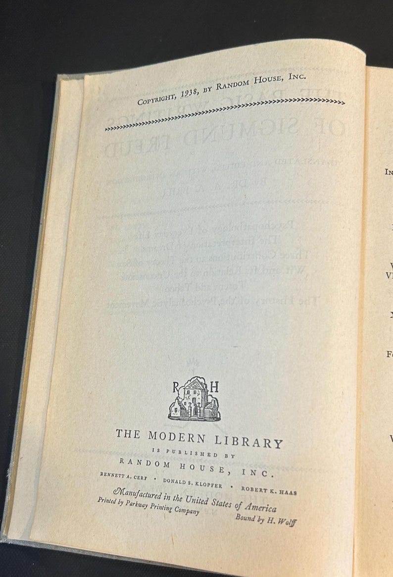 The Basic Writings Of Sigmund Freud Modern Library Relié Années 50 image 9