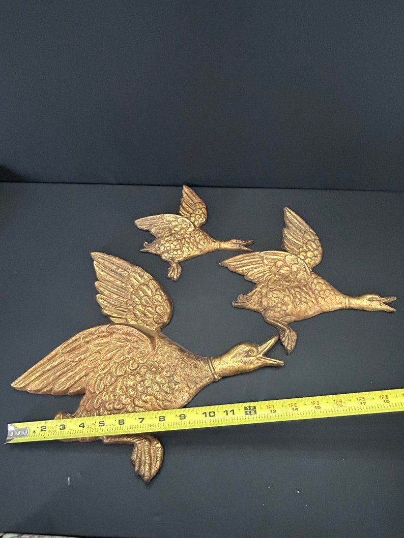 Beautiful Vintage Cast Metal Flying Geese Wall Decor Mid Century image 6