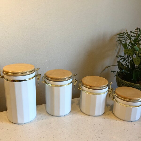 Wooden Canister Set With Lids Etsy