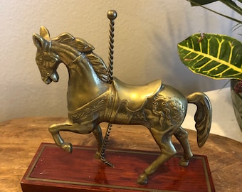 Korean Brass Carousel Horse, Brass Décor, Horse Lover