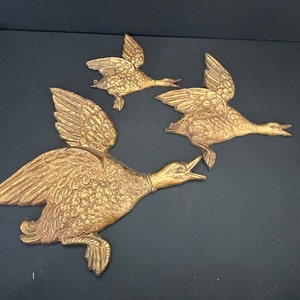Beautiful Vintage Cast Metal Flying Geese Wall Decor Mid Century image 1