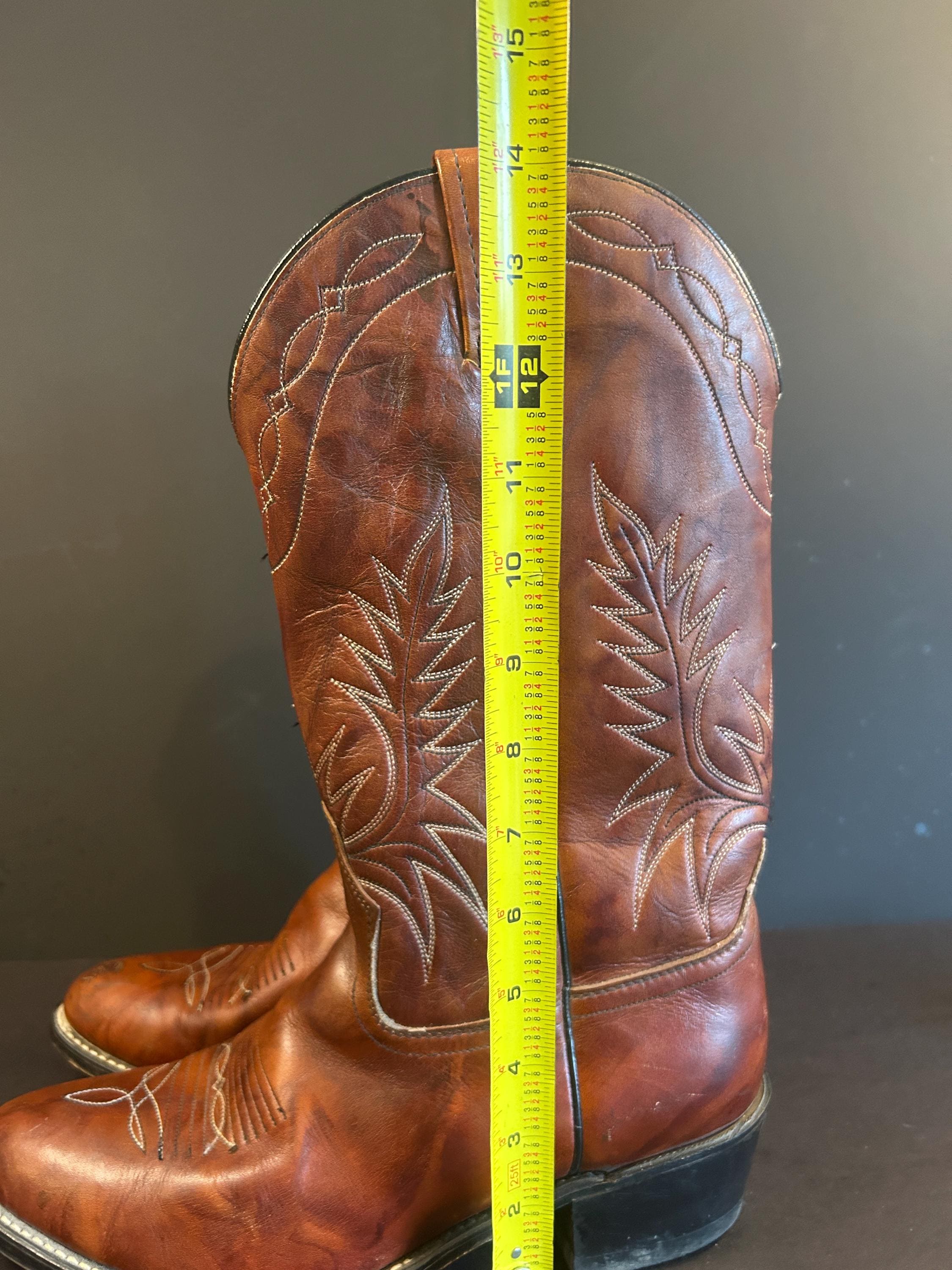 Vintage Acme Stock #AC233 Brown/BlackEmbossed Leather Men’s Size 10D Vintage Men main image 2