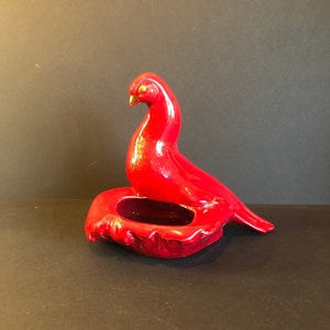 Rare vintage Dove Shelf Planter Red and Gold Art Deco, Vintage planter, Bird lover gift, Cottagecore
