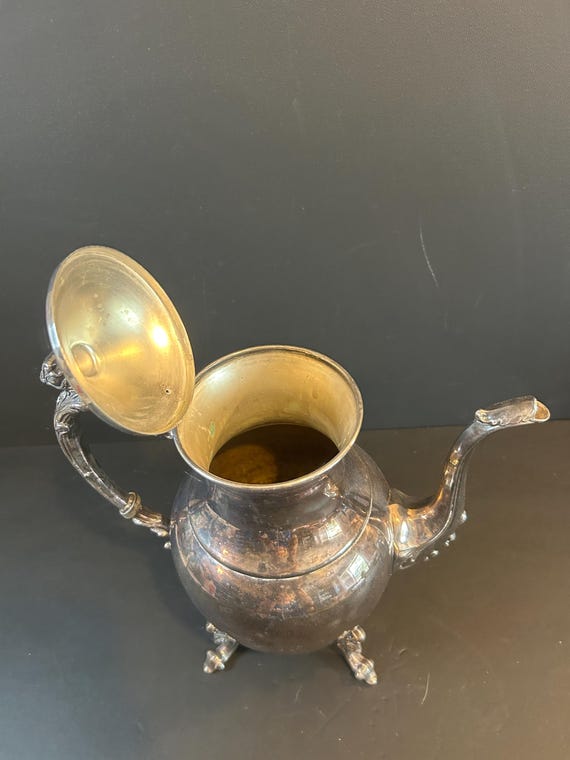 Sheridan Silver Plate Teapot: Floral Design, Silver on Copper, 4