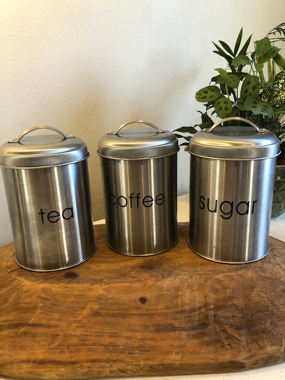 Stainless Steel Argos Tea Coffee Canisters Tea Coffee Sugar