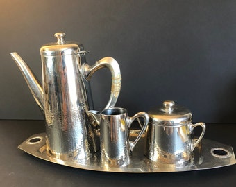 Vintage Gebruder Hepp Hammered Stainless Steel Tea/coffee Set - Etsy