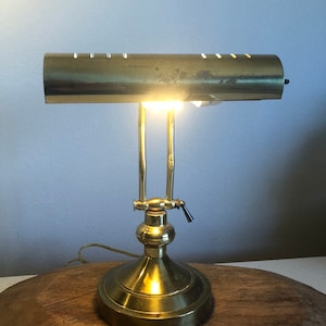 Brass Desk/Banker Lamp, Mid Century Modern Lamp