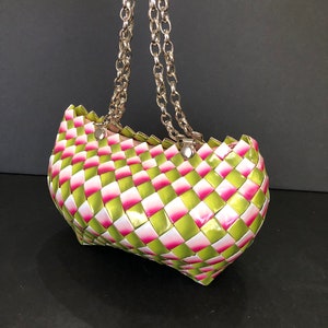 Beautiful Small Woven Purse 8" X 5.5" "Gum Wrapper" design