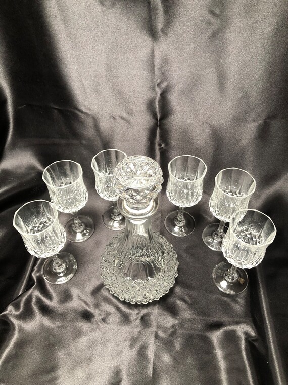 ヴィンテージクリスタルデキャンタとワイングラス6個 - Etsy 日本