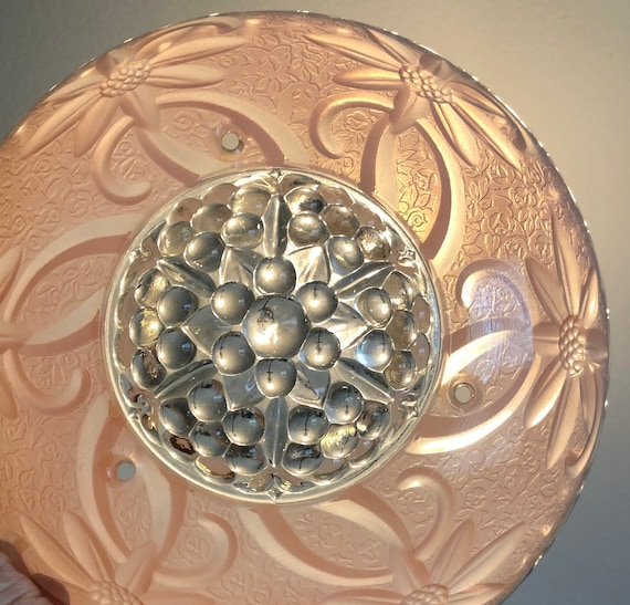 Authentic 1950s Glass Ceiling Light Shade Sweet Pink Light Covers ~ Cottage Core Vibes