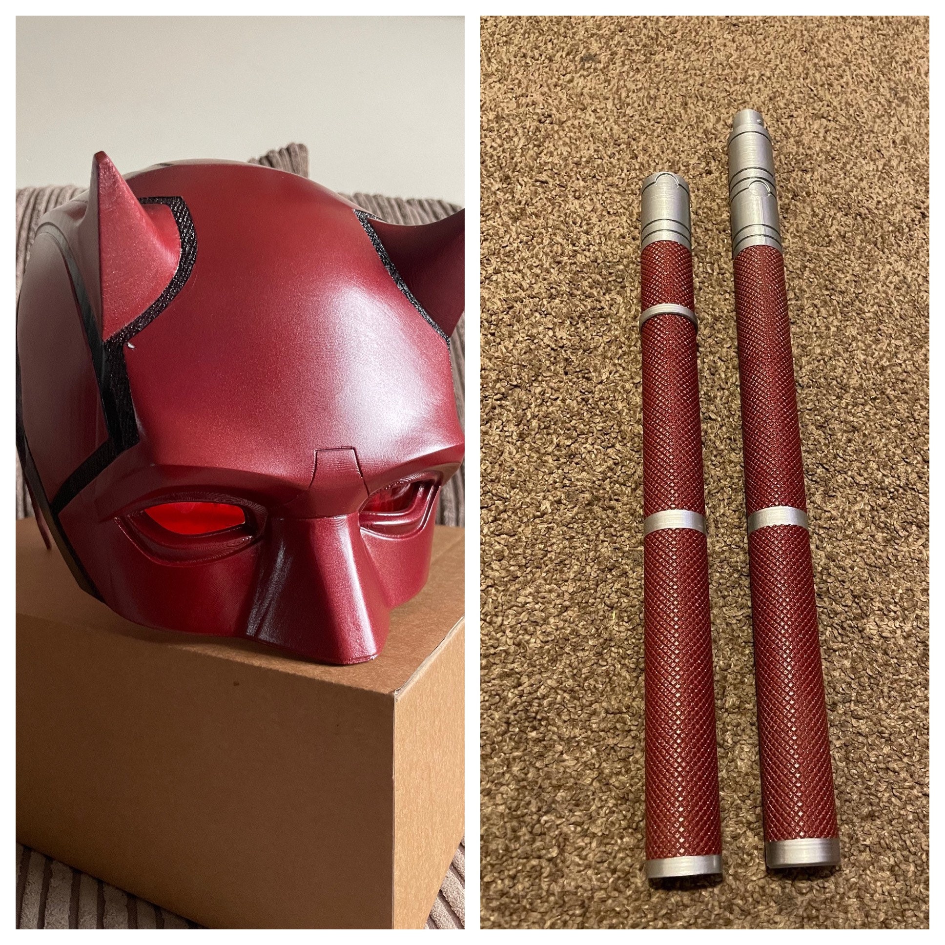 Daredevil Mask and Sticks Etsy