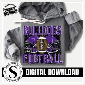 Bulldogs Football Png, Preppy Purple Bulldog Mama, Gameday Cheer Mom, Team Mascot School Spirit Cheerleader Digital Sublimation Download