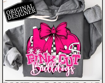 Bulldogs Football Cheer PNG | Breast Cancer | Popular Pink Out School Spirit Wear | Digital Download