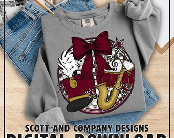 Band Mom PNG |  Coquette Bow | Football Game Day |  School Spirit Wear | Digital Download - Maroon
