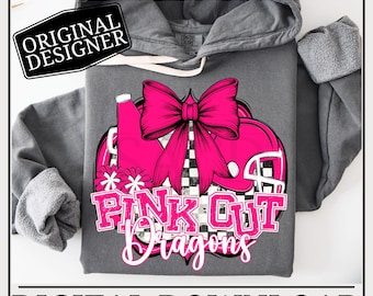 Dragons Football Cheer PNG | Breast Cancer | Popular Pink Out School Spirit Wear | Digital Download