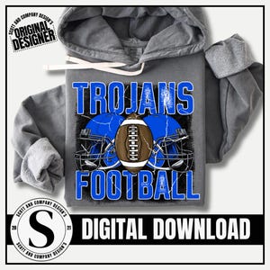 Troian Fußball Png, Preppy Blau Troian Mama, Spieltag Jubeln Mama, Team Maskottchen Schulgeist Cheerleader Digitale Sublimation Download