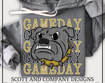Bulldogs Football Mom PNG | Vintage  Bulldog GameDay | Popular School Spirit Wear | Digital Download - Gold
