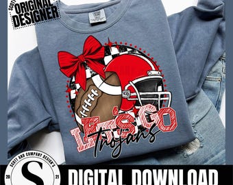 Preppy Trojans Football PNG, Coquette Bow, Cheer Mom (Digital Download)