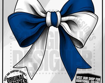 Bow PNG, Blue White Coquette Football Cheer Bow, Trendy Preppy Bows, Trending Popular Now Digital Sublimation Download