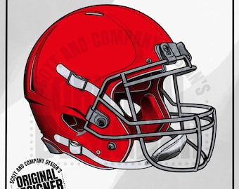 Red Football Helmet PNG, Game Day Cheer (Digital Download)