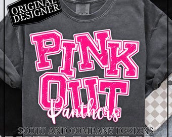 Panthers Breast Cancer Awareness PNG | Pink Out | Football Cheer School Spirit Wear | Digital Download