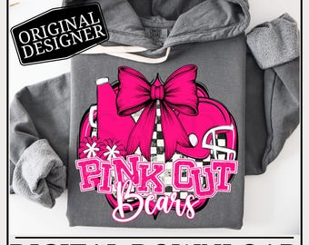 Bears Football Cheer PNG | Breast Cancer | Popular Pink Out School Spirit Wear | Digital Download