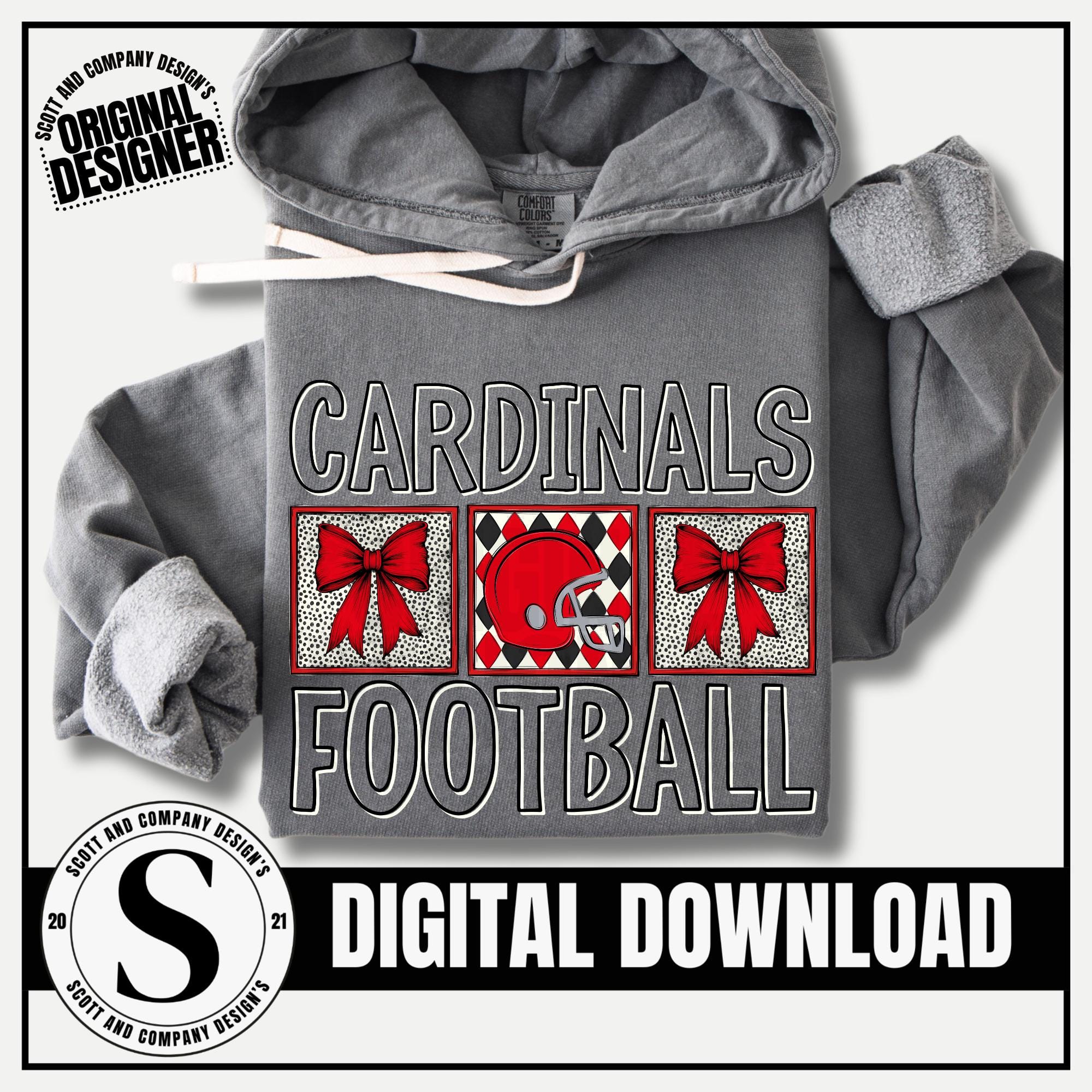 Cardinals Football PNG Vintage Preppy Mama Bow Cheer Mom Mascot School Spirit Digital Download