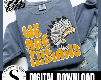 Indians PNG, Trendy Preppy Yellow Indian Football Mom, Cheer Mama, Baseball, Softball, Volleyball, Soccer, Basketball Digital Download