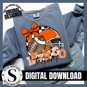 Troja Fußball Png, Preppy Troja Mama, Orange Kokette Schleife Jubeln Mama, Team Maskottchen Schulgeist Cheerleader Digitale Sublimation Download