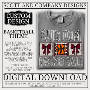Custom Basketball Mom PNG | Vintage Coquette Cheer Bow | School Spirit Wear | Digital Download - Maroon